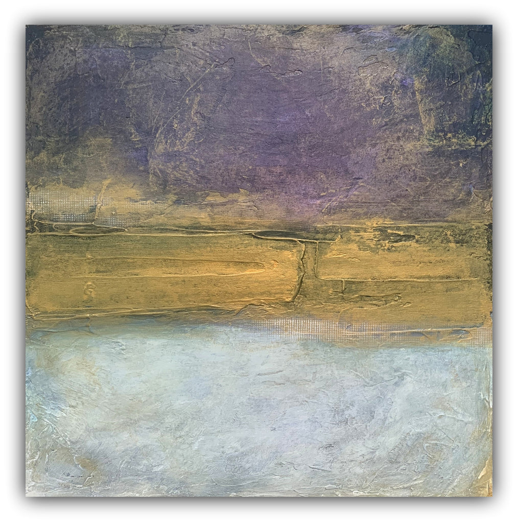 purple and gold abstract painting