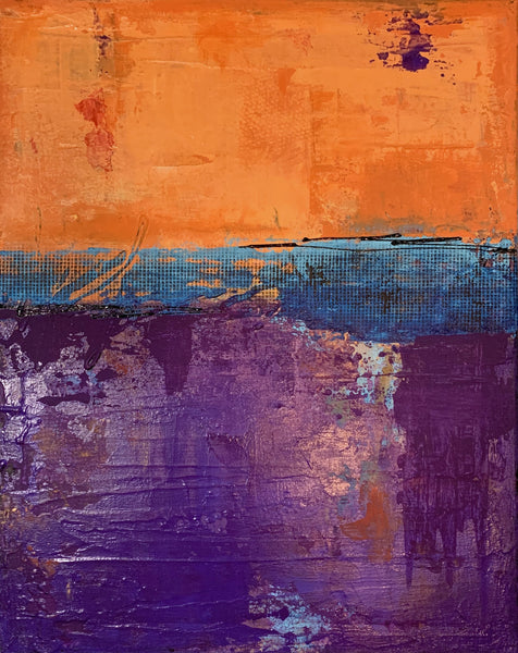 Urban Dawn Bold Abstract Painting Orange Purple & Blue Modern Wall