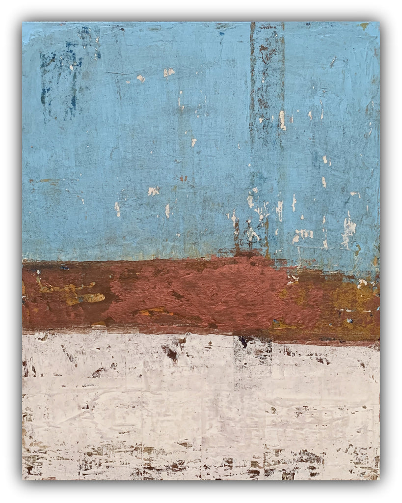 blue, white, copper rustic wall art