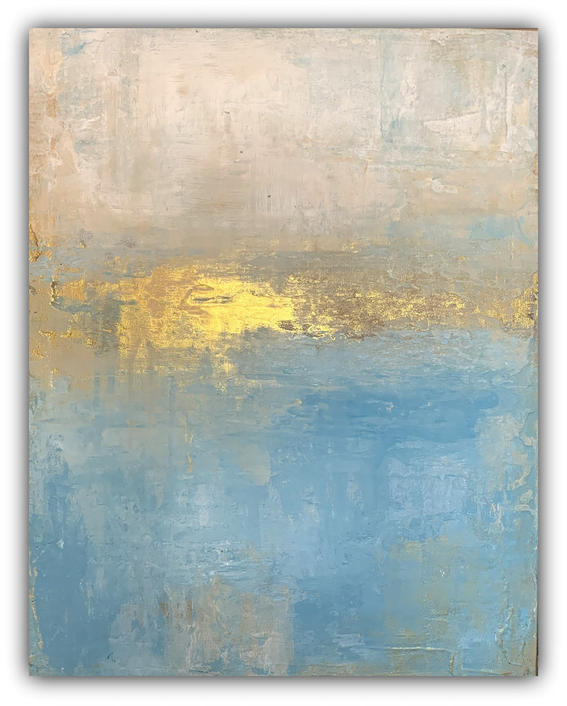 blue and white abstract beachy wall art