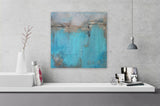 Blue and White Abstract Painting "Winter's Lake" - The Modern Home Co. by Liz Moran