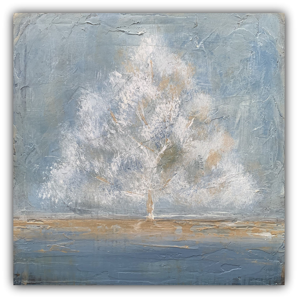 Adore - Abstract Tree Painting in Blue and Gold