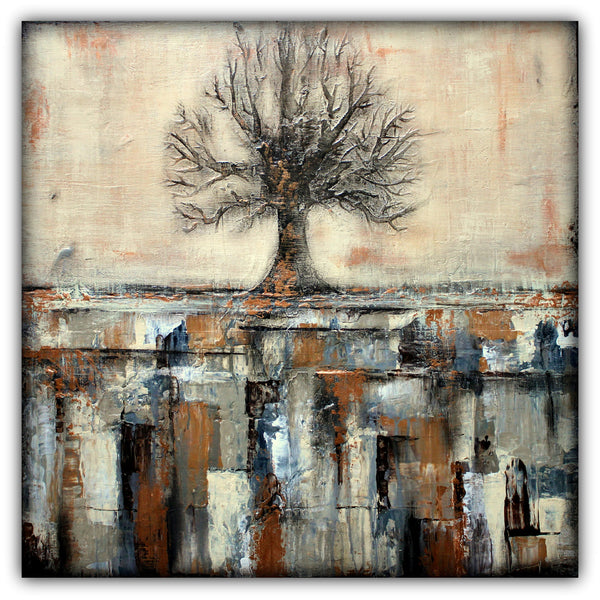 Tree in Brown and Gold Landscape - SOLD - The Modern Home Co. by Liz Moran