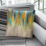 Rainy Day - Yellow, Blue and Grey Throw Pillow