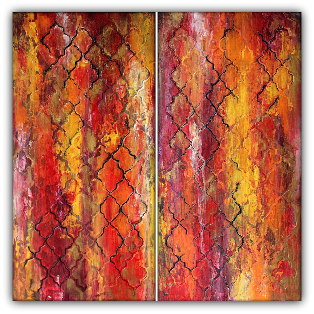 Morocco - Moroccan Pattern – Textured Painting – Set of Two - The Modern Home Co. by Liz Moran