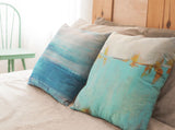 Raindrops - Teal Square Pillow