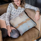 Overdyed Throw Pillow - Faded Blue and White Pillow