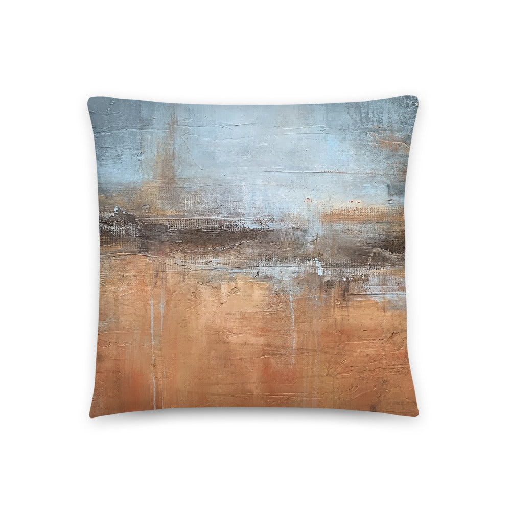 Orange and Blue Abstract Throw Pillow