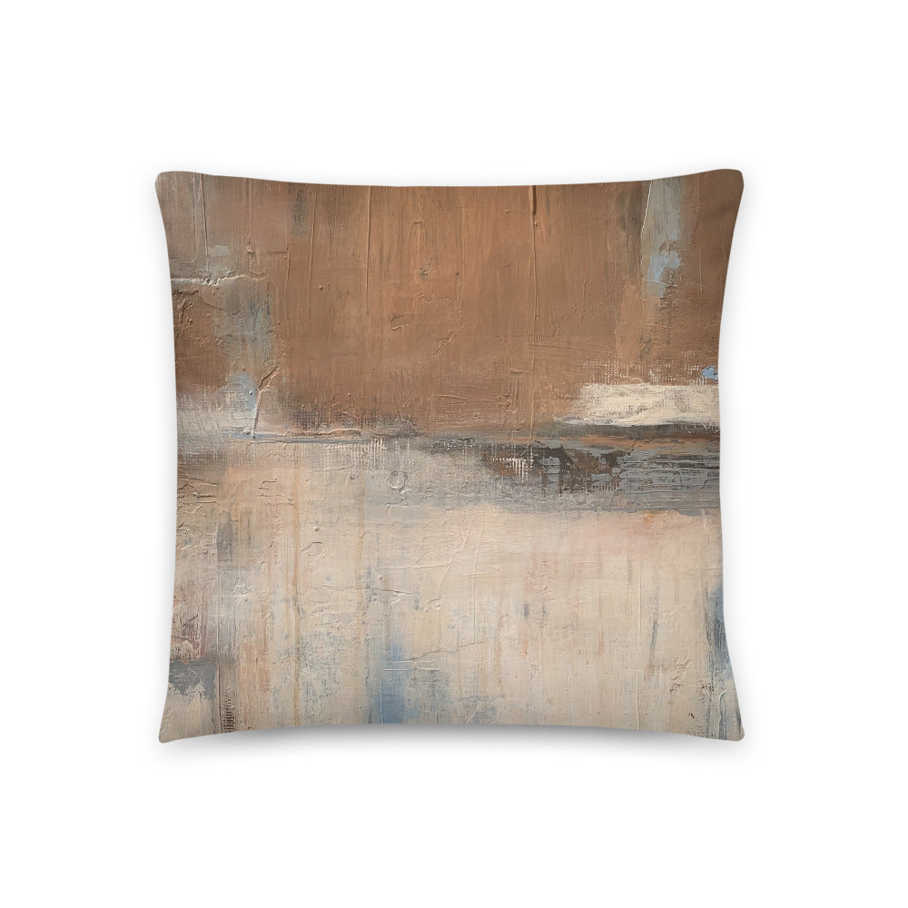 Tan and White Throw Pillow