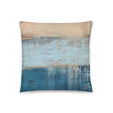 Compass - Blue and White Striped Modern Throw Pillow
