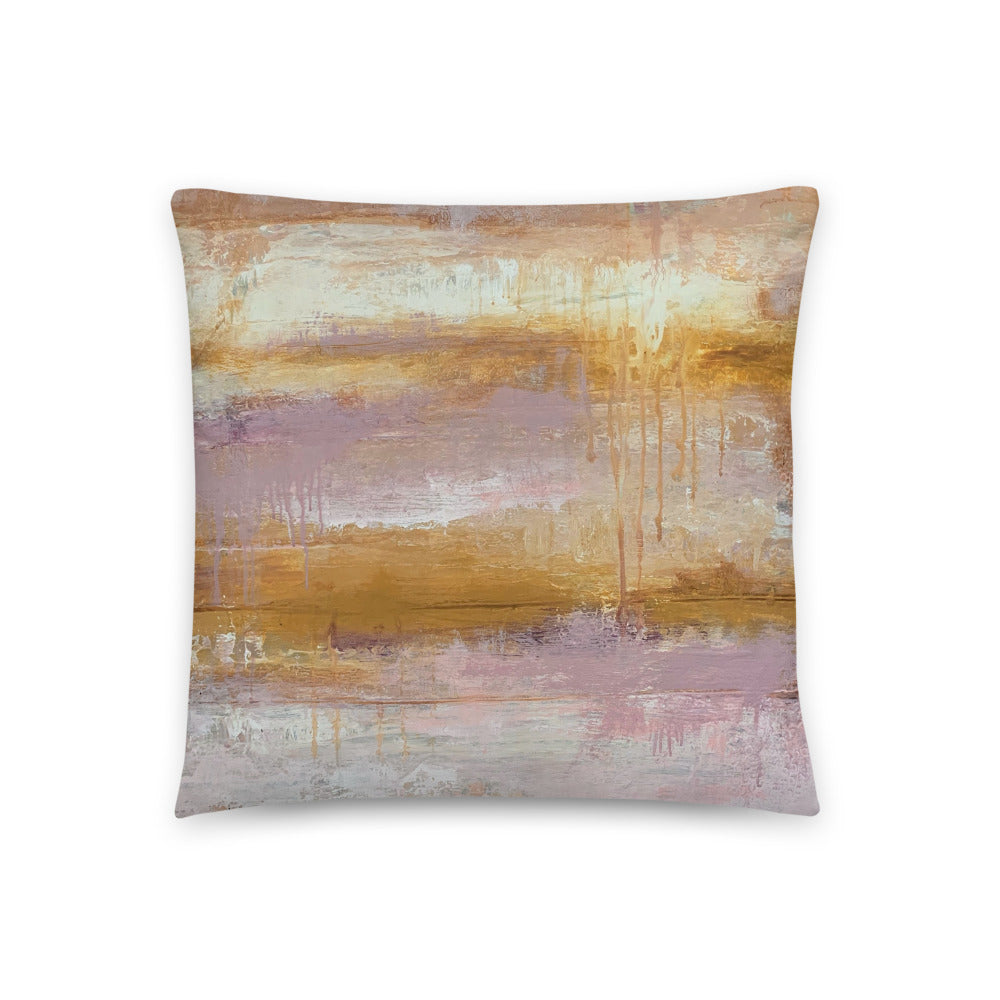 Pink and Yellow Striped Abstract Throw Pillow