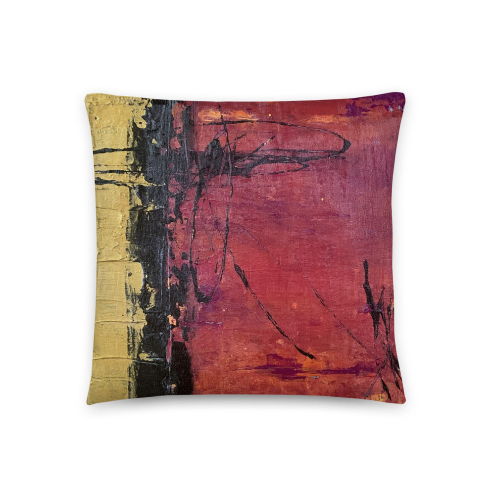 Red and Black Abstract Throw Pillow