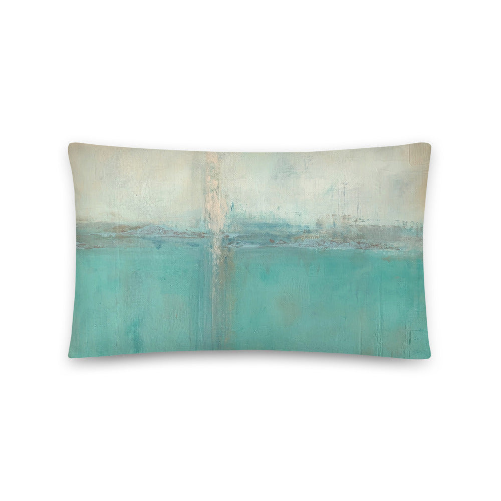 Green and White Lumbar Pillow