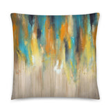 Rainy Day - Yellow, Blue and Grey Throw Pillow
