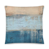 Compass - Blue and White Striped Modern Throw Pillow