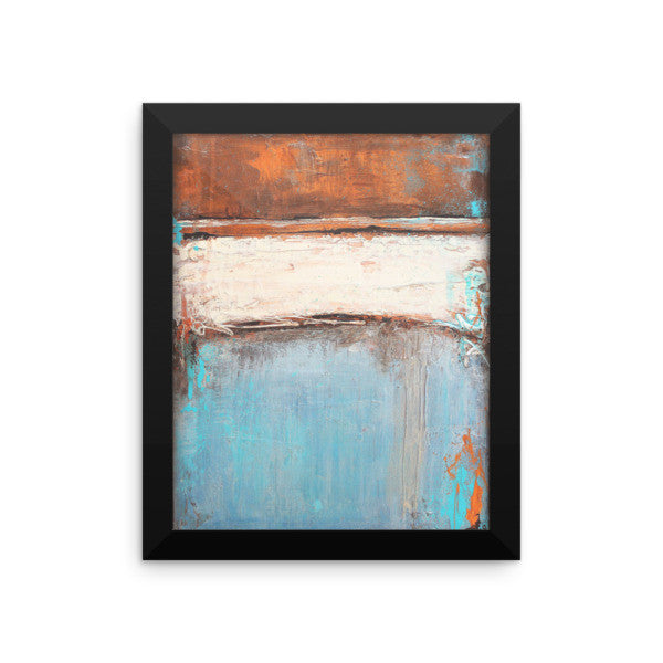 Copper and Blue Abstract - Framed Poster Print - The Modern Home Co. by Liz Moran