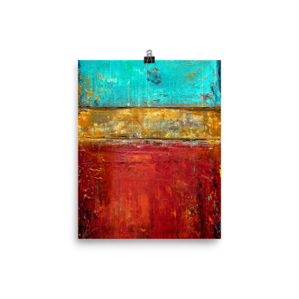 Blue, Red and Gold Art - Poster Print - Modern Art - The Modern Home Co. by Liz Moran