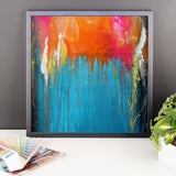 Blue and Orange Framed Wall Art - Abstract Wall Hanging - The Modern Home Co. by Liz Moran