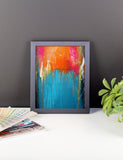 Blue and Orange Framed Wall Art - Abstract Wall Hanging - The Modern Home Co. by Liz Moran