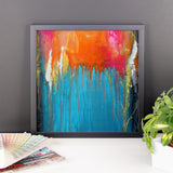 Blue and Orange Framed Wall Art - Abstract Wall Hanging - The Modern Home Co. by Liz Moran