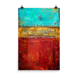 Blue, Red and Gold Art - Poster Print - Modern Art - The Modern Home Co. by Liz Moran