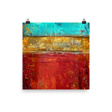 Blue, Red and Gold Art - Poster Print - Modern Art - The Modern Home Co. by Liz Moran