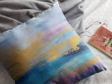 Gold, Navy and Plum Abstract Throw Pillow