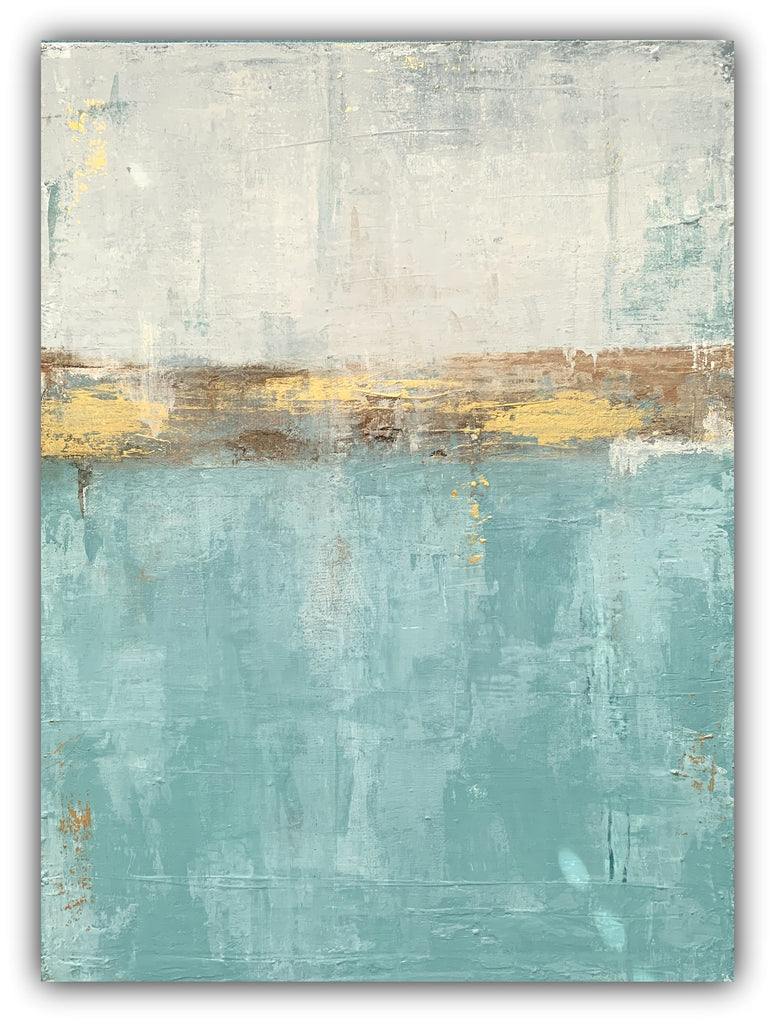 Teal and gold abstract wall art