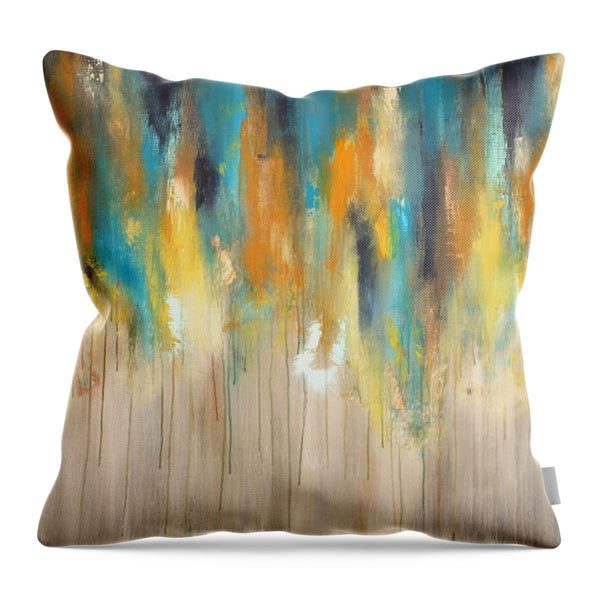 Yellow, Blue and Grey Throw Pillow