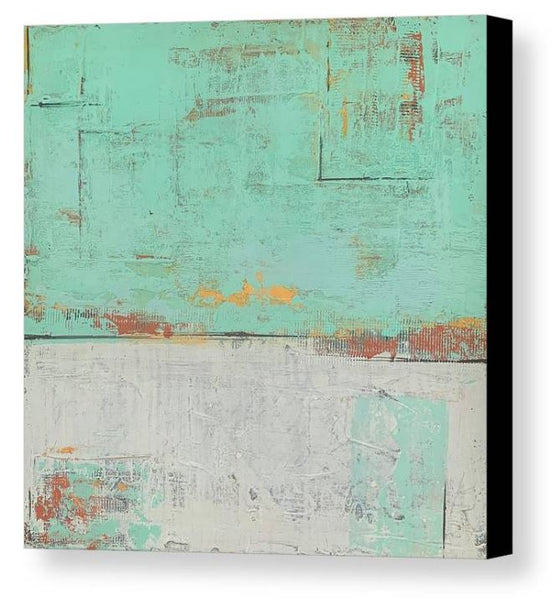 Summer Break - Green and White Abstract Canvas Print