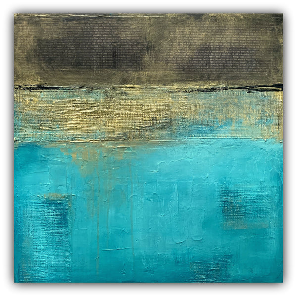 Teal and gold abstract wall art