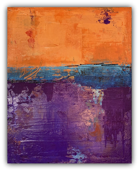 orange and purple urban abstract painting