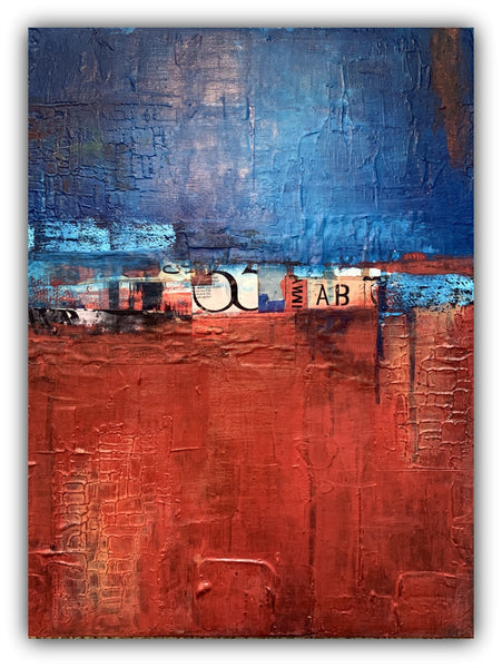 Blue and red modern abstract painting