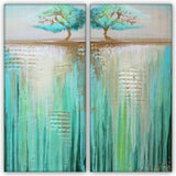 Two Trees in Green Landscape - Acrylic on Canvas - The Modern Home Co. by Liz Moran