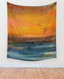 Orange and Blue Wall Tapestry – Large Abstract Wall Decor – Abstract Seascape - The Modern Home Co. by Liz Moran