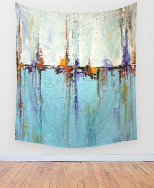 Ocean Wall Tapestry – White and Blue Wall Decor – Abstract Seascape – Nautical Decor - Wall Tapestry - The Modern Home Co. by Liz Moran