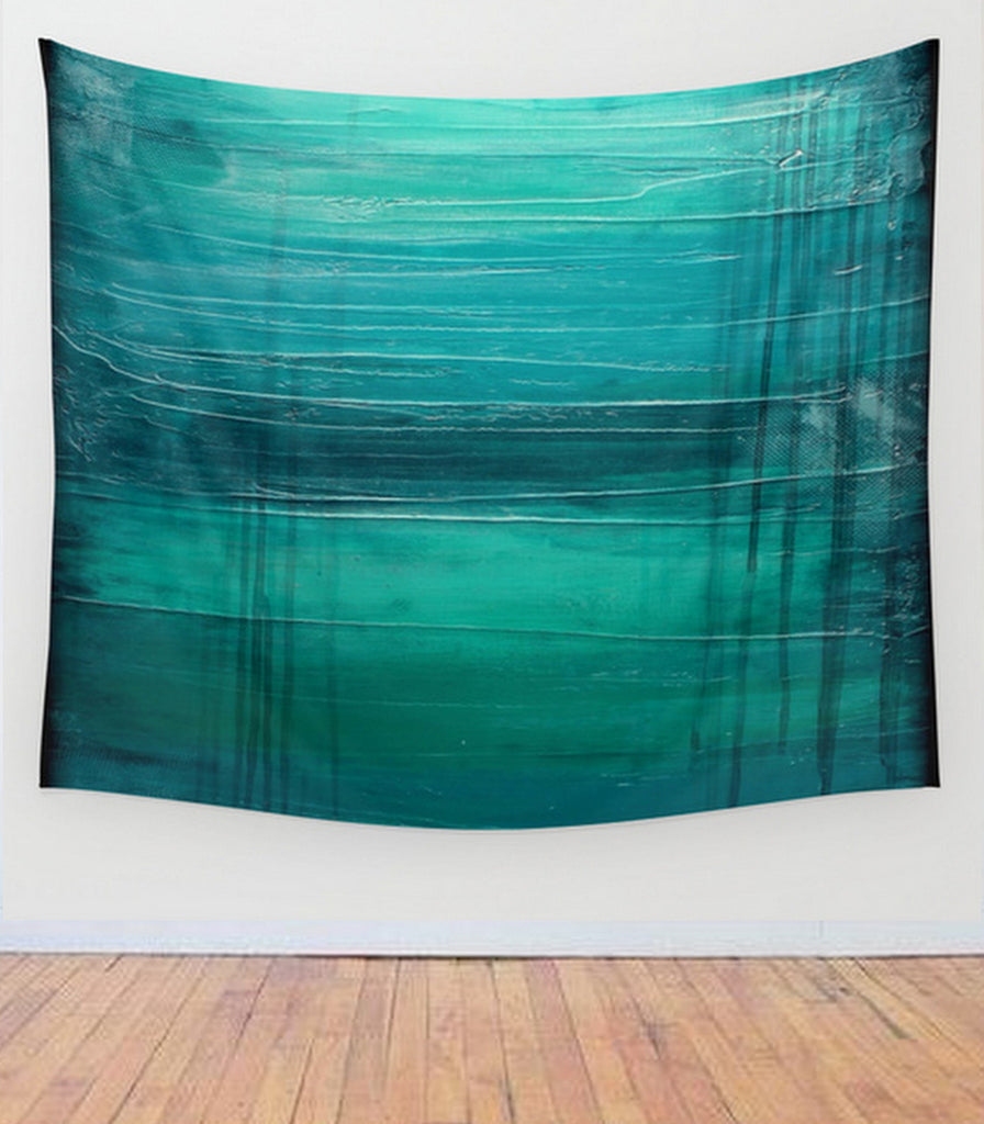 “Lagoon” – Teal Abstract Art – Wall Tapestry - The Modern Home Co. by Liz Moran