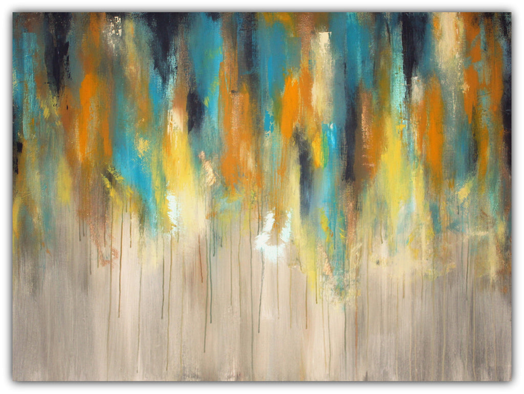 Large Abstract Painting - Blue, Yellow and Grey Wall Art - The Modern Home Co. by Liz Moran