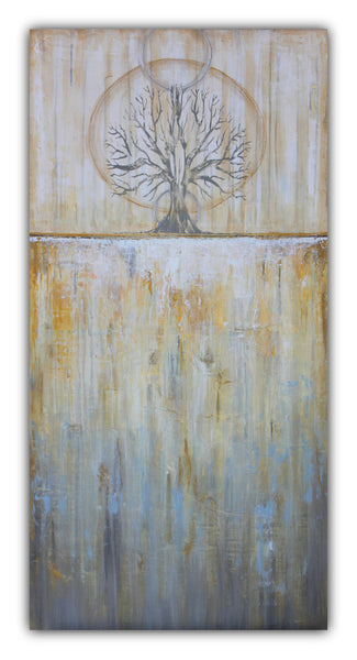 Solstice - Gold and Grey Textured Painting - Abstract Tree Landscape - The Modern Home Co. by Liz Moran