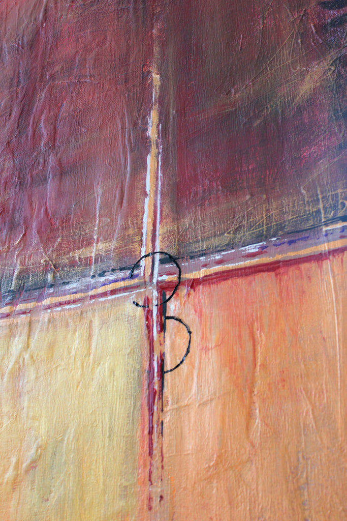 Cargo Textured Painting Red and Gold Wall Art Contemporary Paint