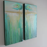 Two Trees in Green Landscape - Acrylic on Canvas - The Modern Home Co. by Liz Moran