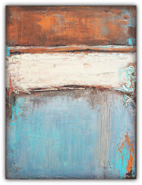 Copper and Blue Painting - Textured Abstract Canvas - The Modern Home Co. by Liz Moran