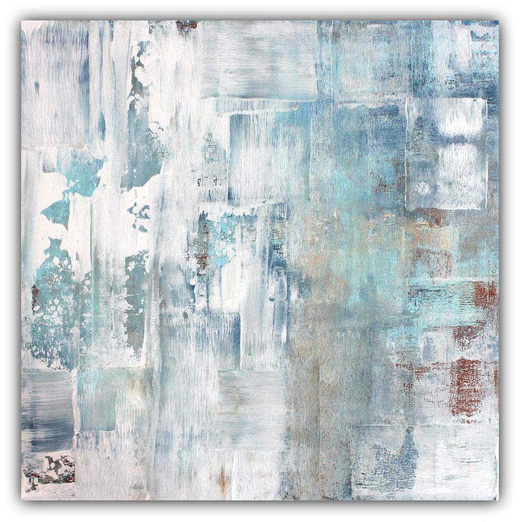 Frost - Blue and White Abstract Canvas Painting - The Modern Home Co. by Liz Moran