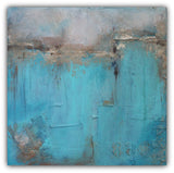 Blue and White Abstract Painting "Winter's Lake" - The Modern Home Co. by Liz Moran