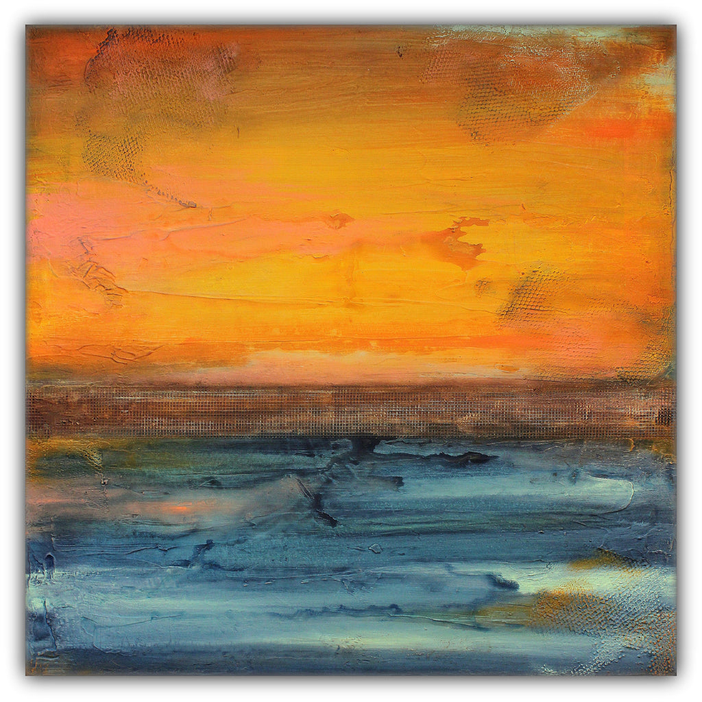 Orange and Blue Textured Painting – SOLD - The Modern Home Co. by Liz Moran