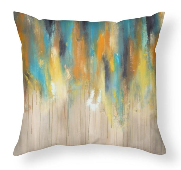 Rainy Day - Blue, Yellow and Grey Large Pillow - The Modern Home Co. by Liz Moran