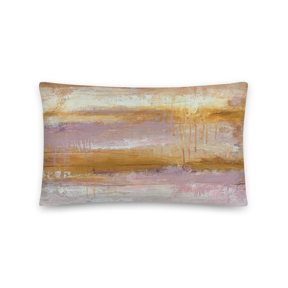 Abstract Pink and Yellow Lumbar Pillow