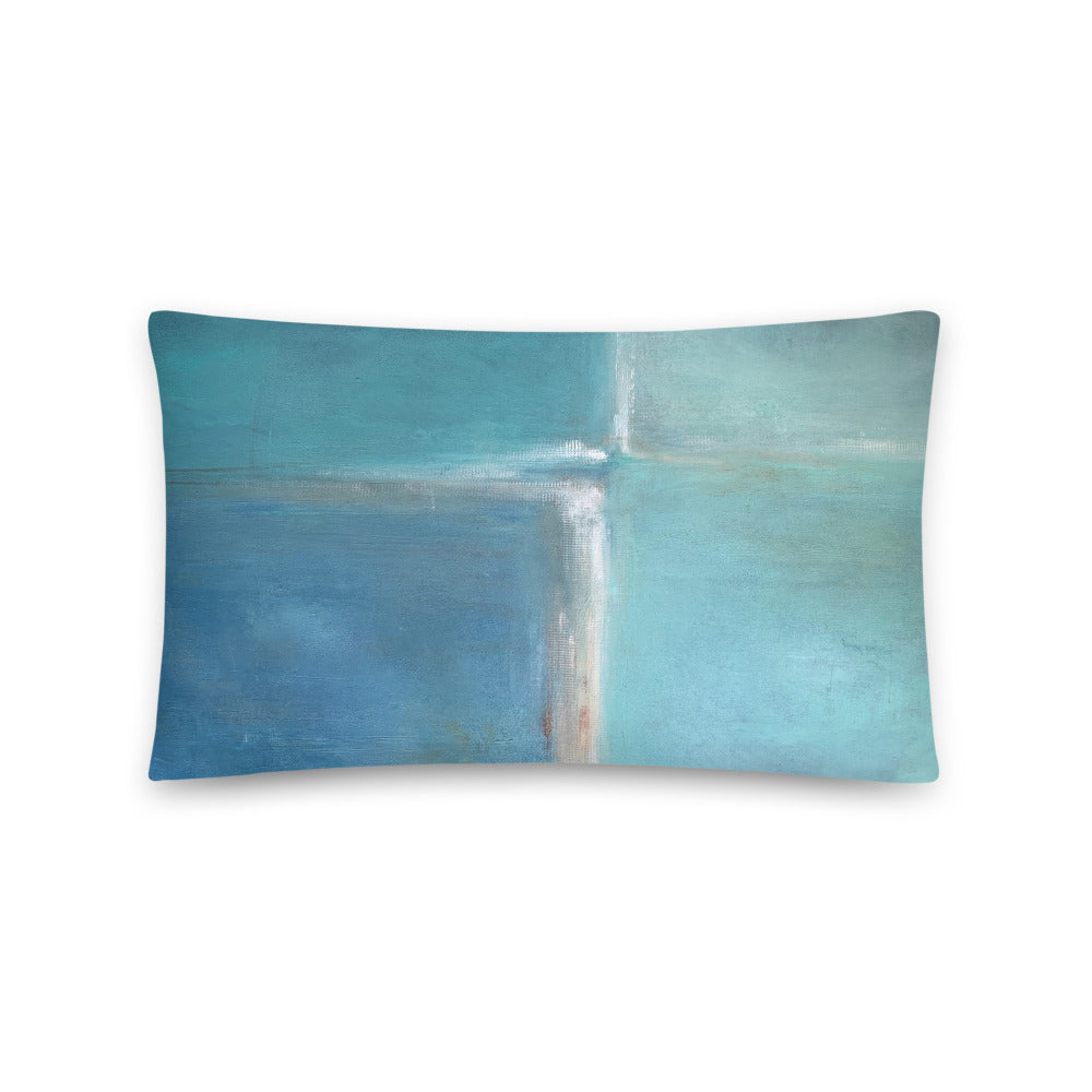 Teal and Blue Color Block Lumbar Pillow