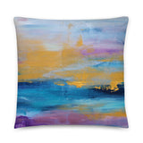 Gold, Navy and Plum Abstract Throw Pillow