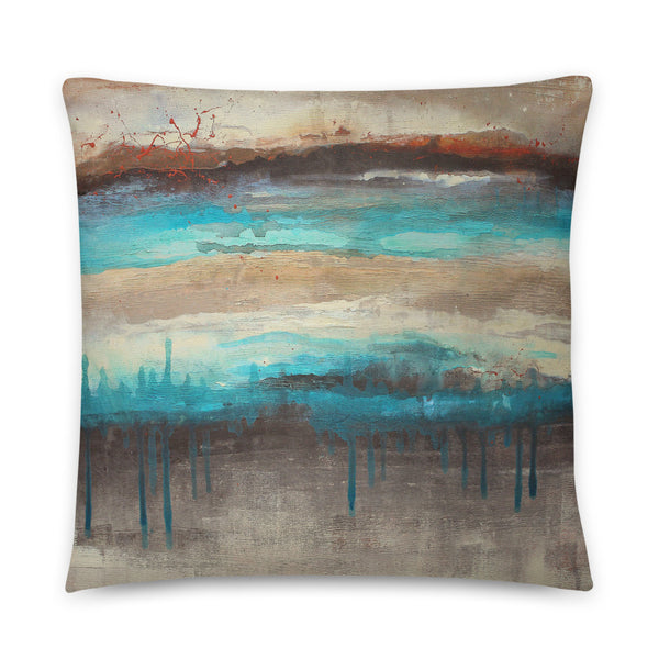 Canyon America - Brown and Teal Square Pillow